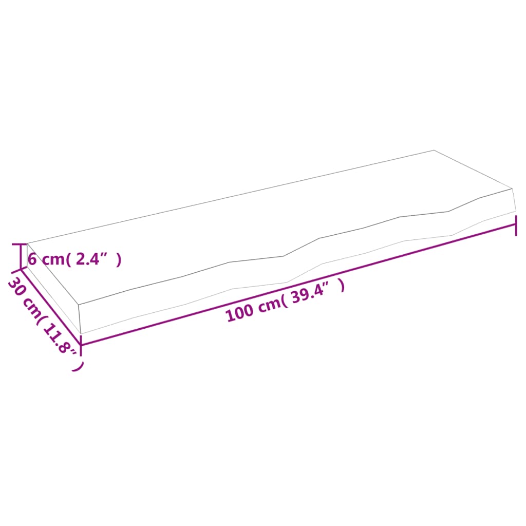 vidaXL Zidna polica svjetlosmeđa 100x30x(2-6) cm obrađena hrastovina