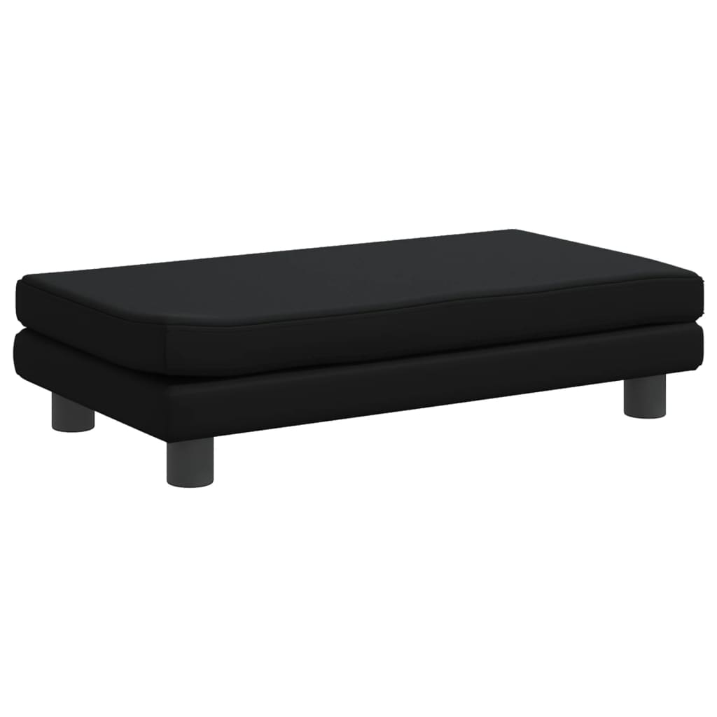 vidaXL Dječja sofa s tabureom crna 100 x 50 x 30 cm od umjetne kože