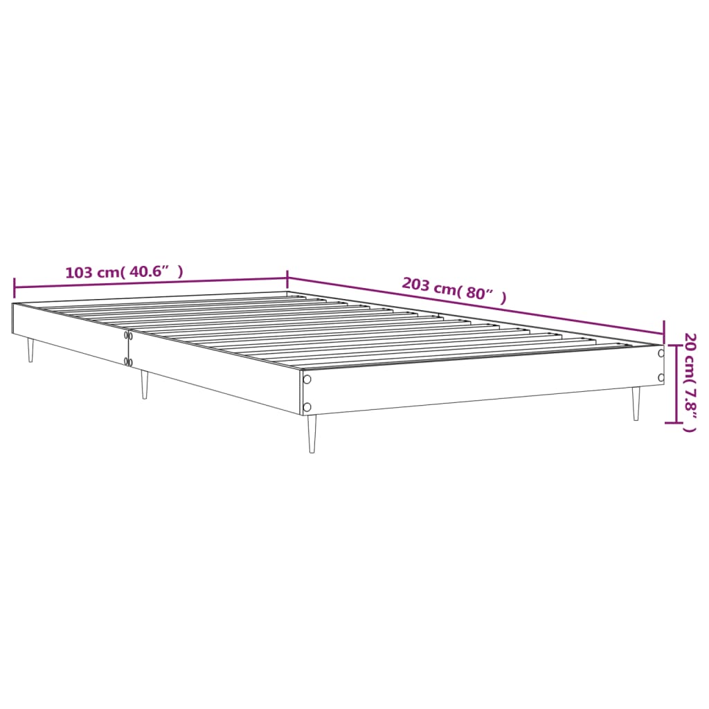 vidaXL Okvir za krevet boja hrasta 100x200 cm od konstruiranog drva