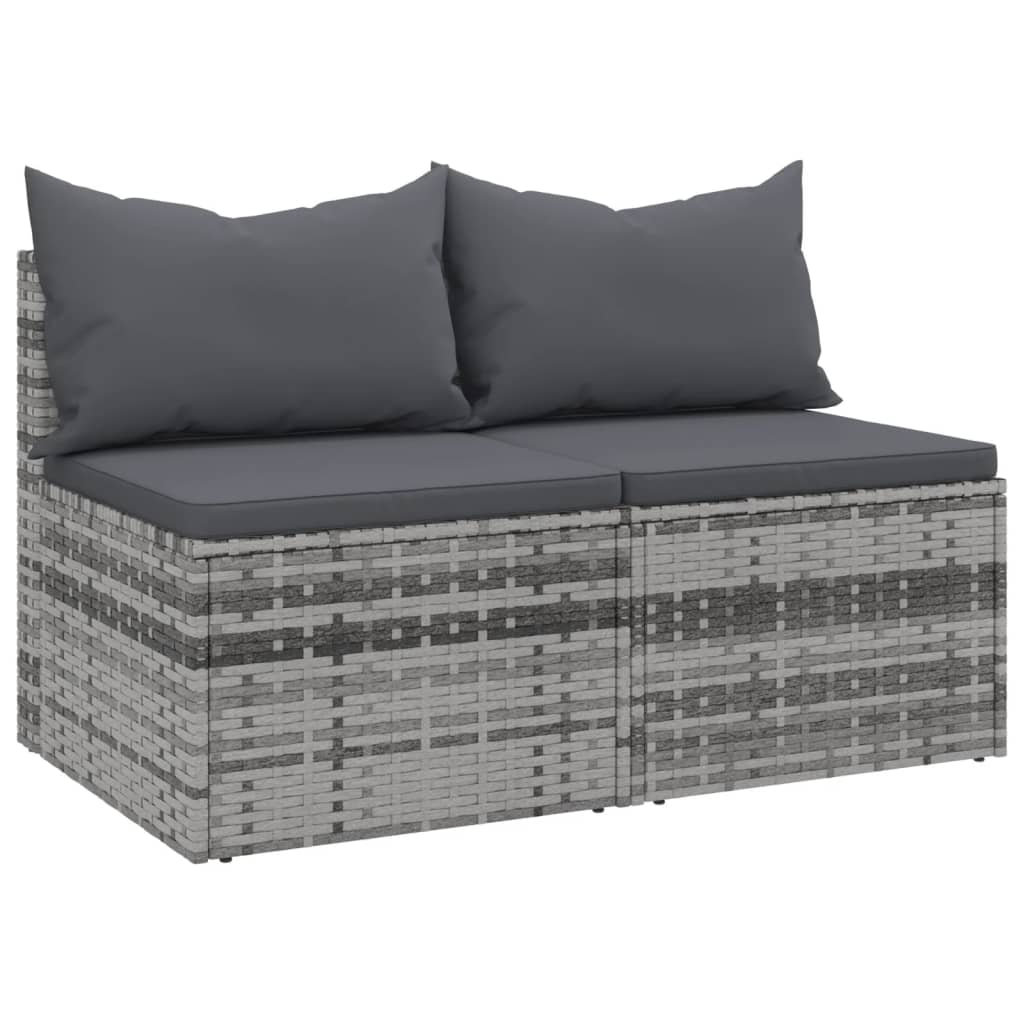 vidaXL Srednje vrtne sofe s jastucima 2 kom sive od poliratana