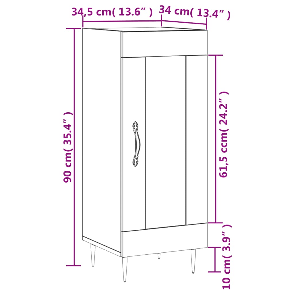 vidaXL Komoda boja smeđeg hrasta 34,5 x 34 x 90 cm konstruirano drvo