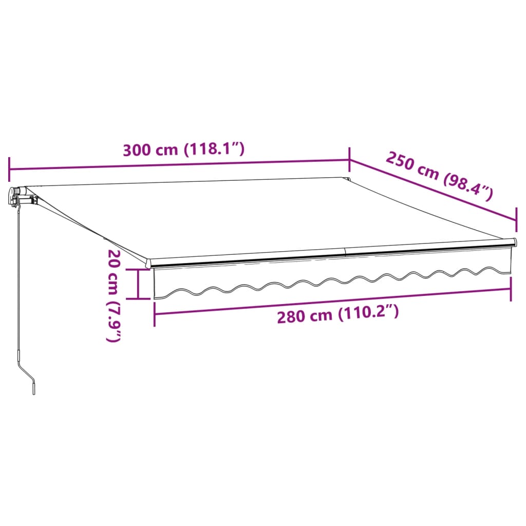 vidaXL Tenda na ručno uvlačenje smeđa 300 x 250 cm