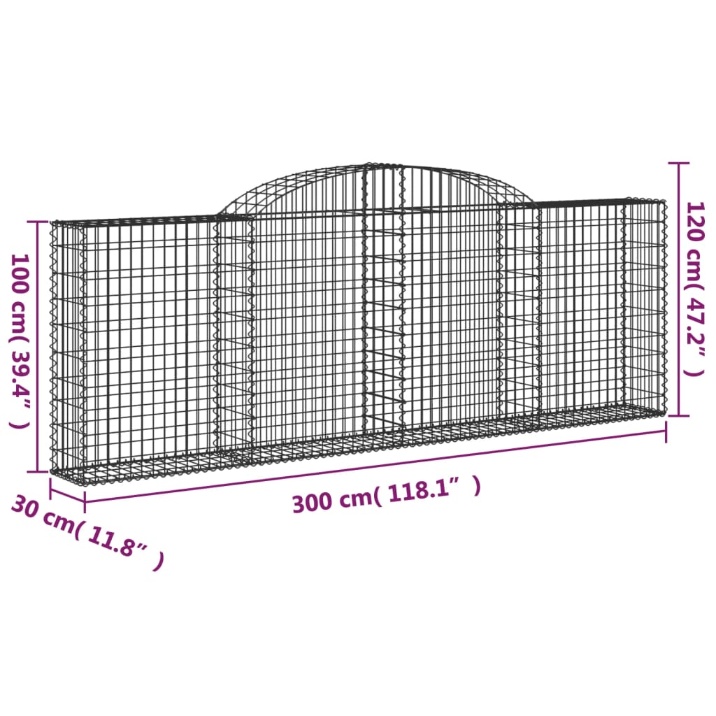 vidaXL Lučne gabionske košare 13kom 300x30x100/120cm pocinčano željezo