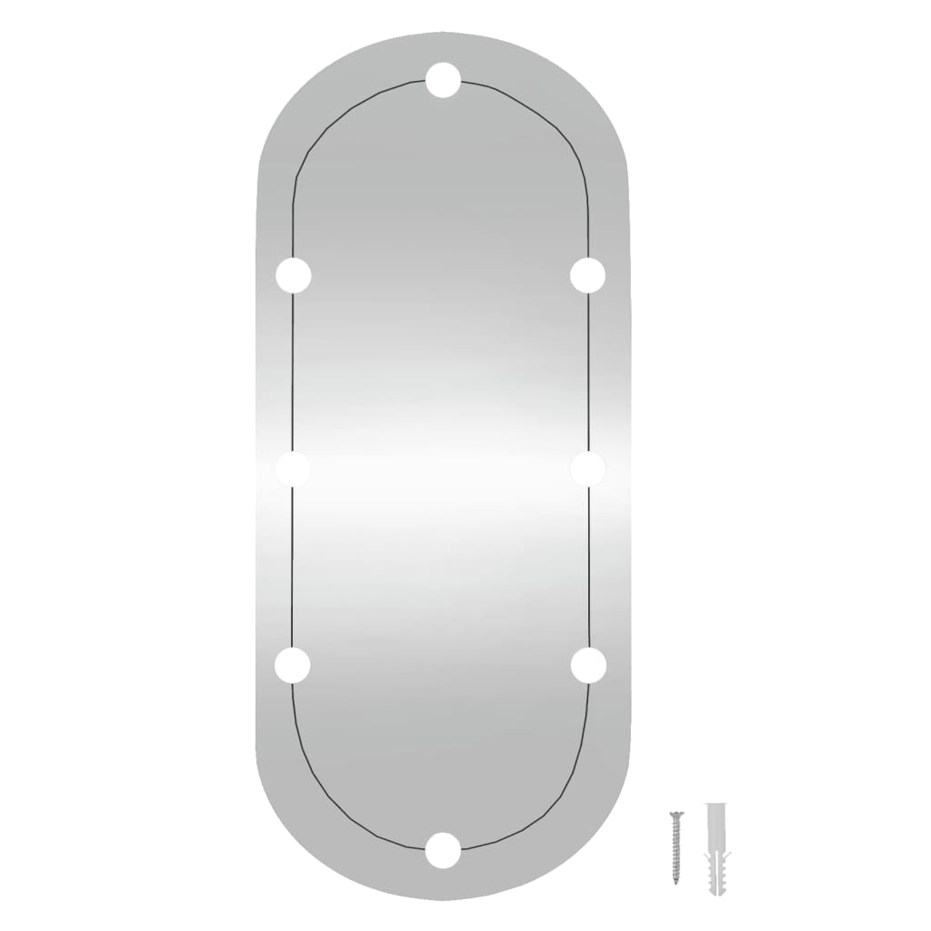 vidaXL Zidno ogledalo s LED svjetlima 45 x 100 cm stakleno ovalno