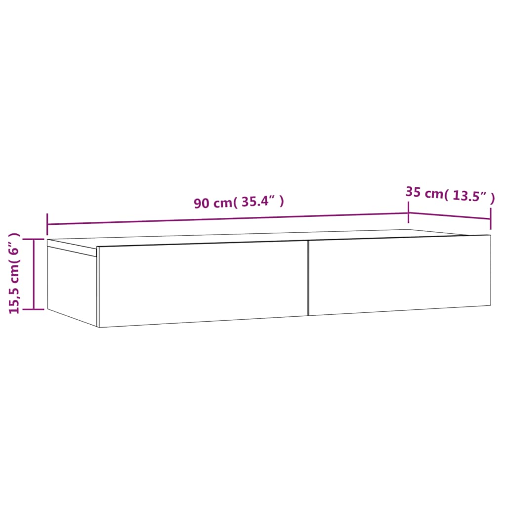 vidaXL TV ormarić s LED svjetlima visoki sjaj sivi 90x35x15,5 cm