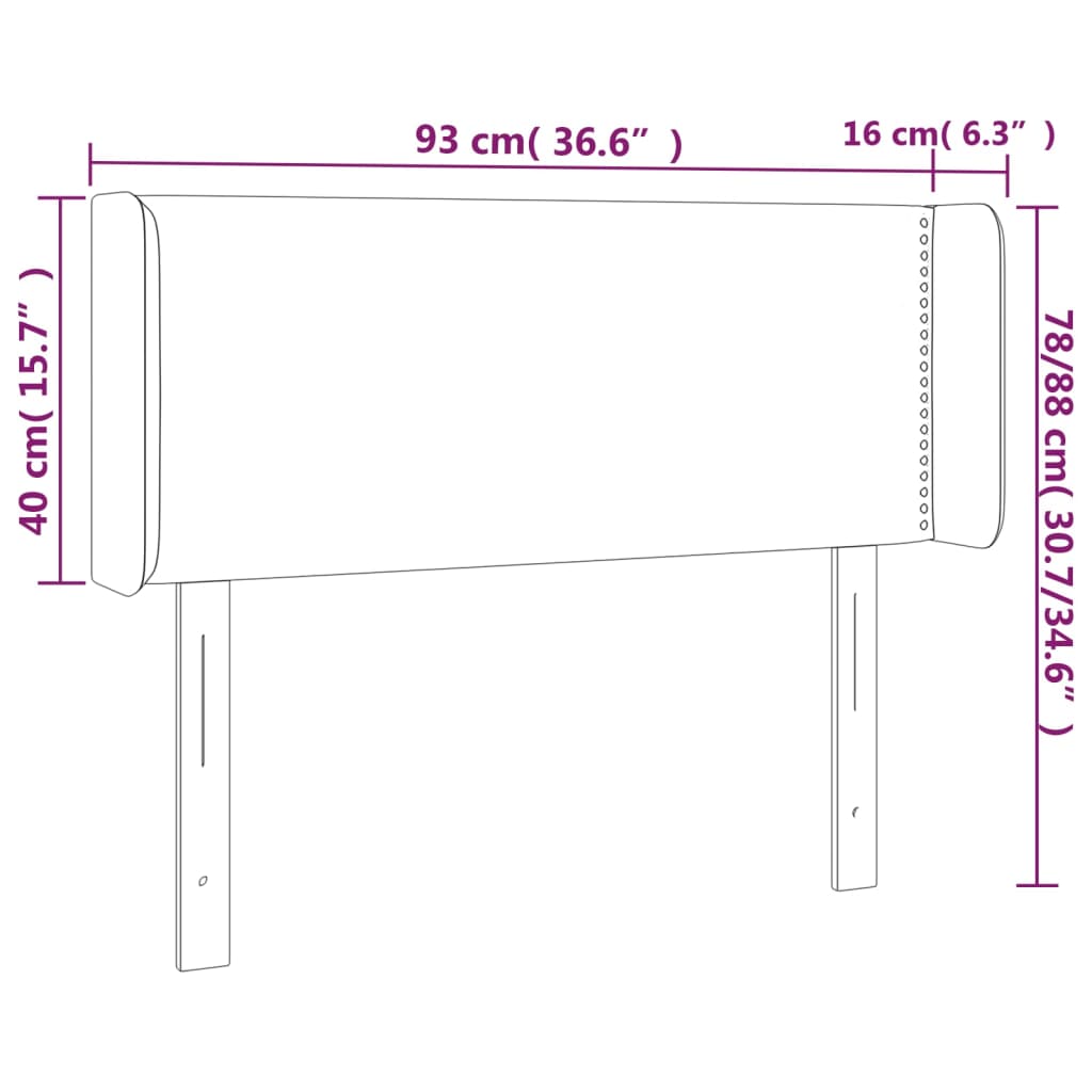 vidaXL LED uzglavlje svjetlosivo 93x16x78/88 cm od tkanine