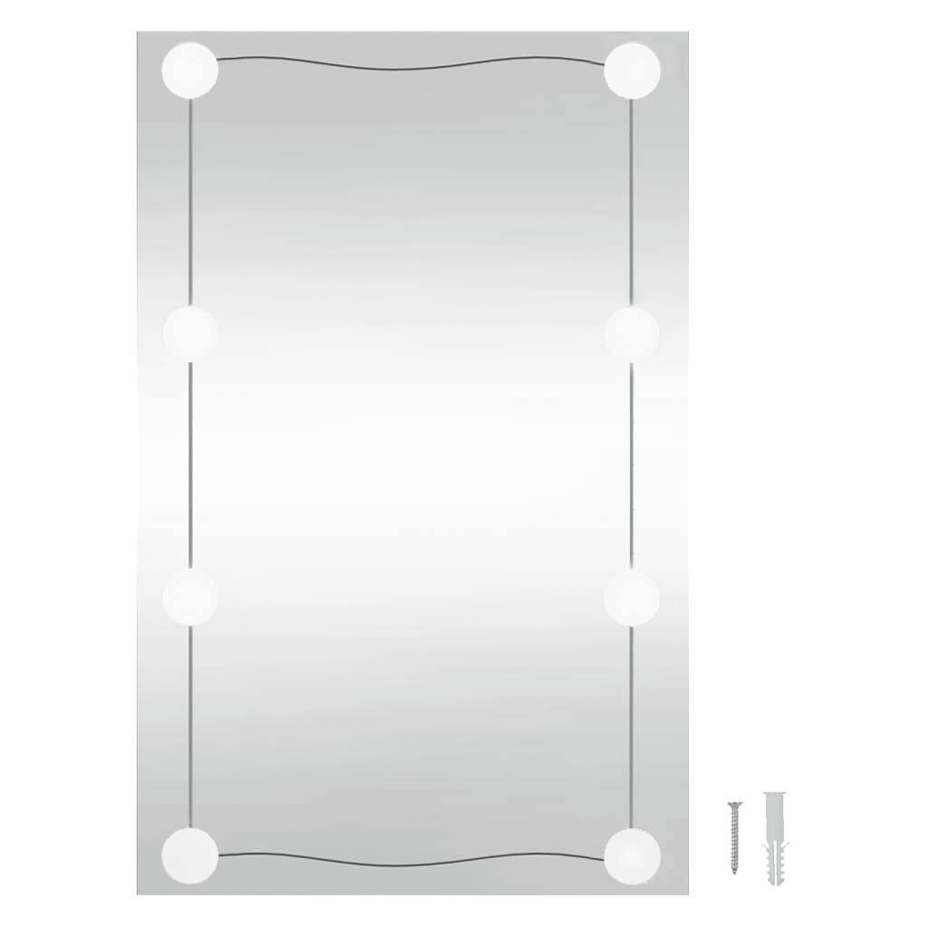 vidaXL Zidno ogledalo s LED svjetlima 50 x 80 cm stakleno pravokutno