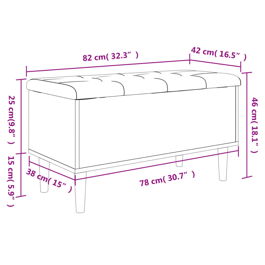 vidaXL Klupa za pohranu siva boja hrasta 82x42x46 cm konstruirano drvo