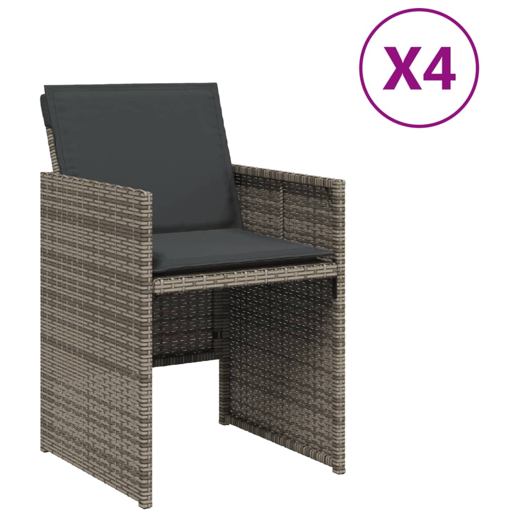 vidaXL Vrtne stolice s jastucima 4 kom od poliratana sive