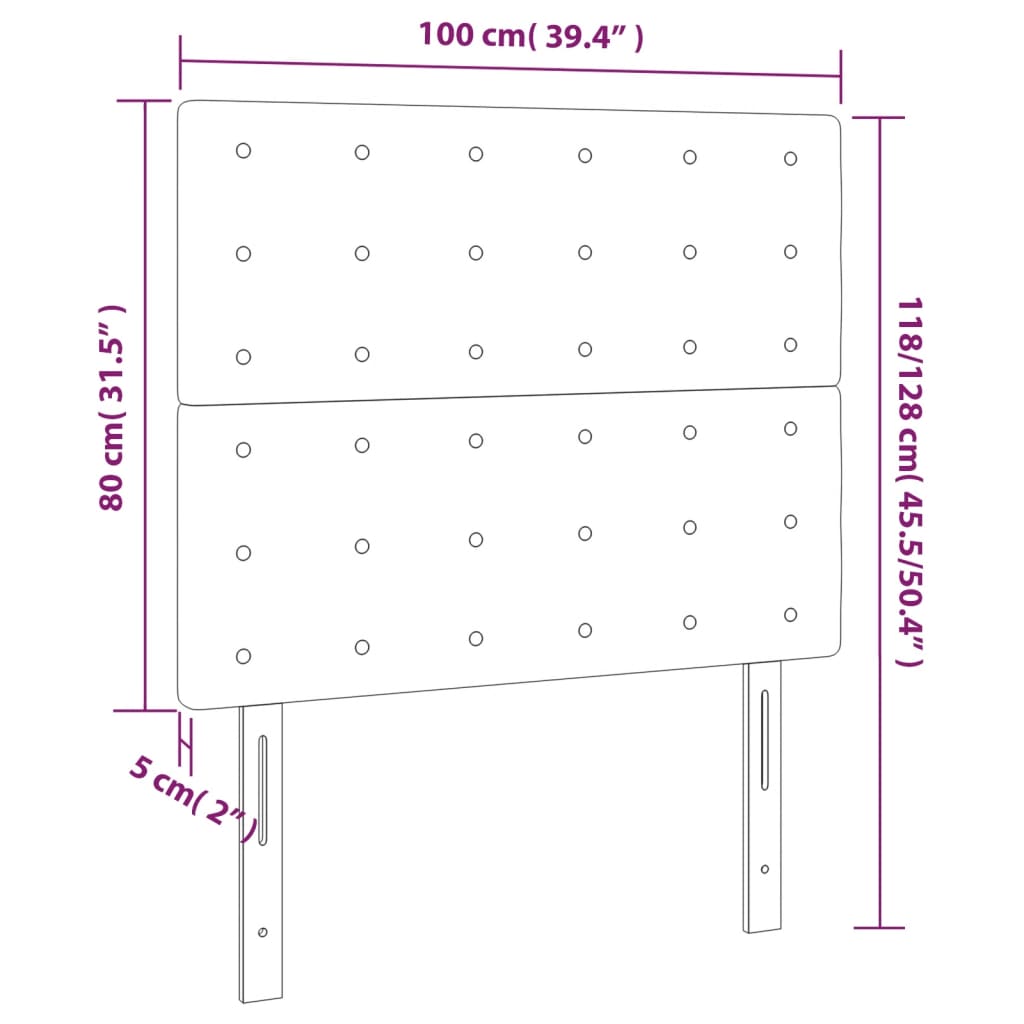 vidaXL LED uzglavlje svjetlosivo 100x5x118/128 cm baršunasto