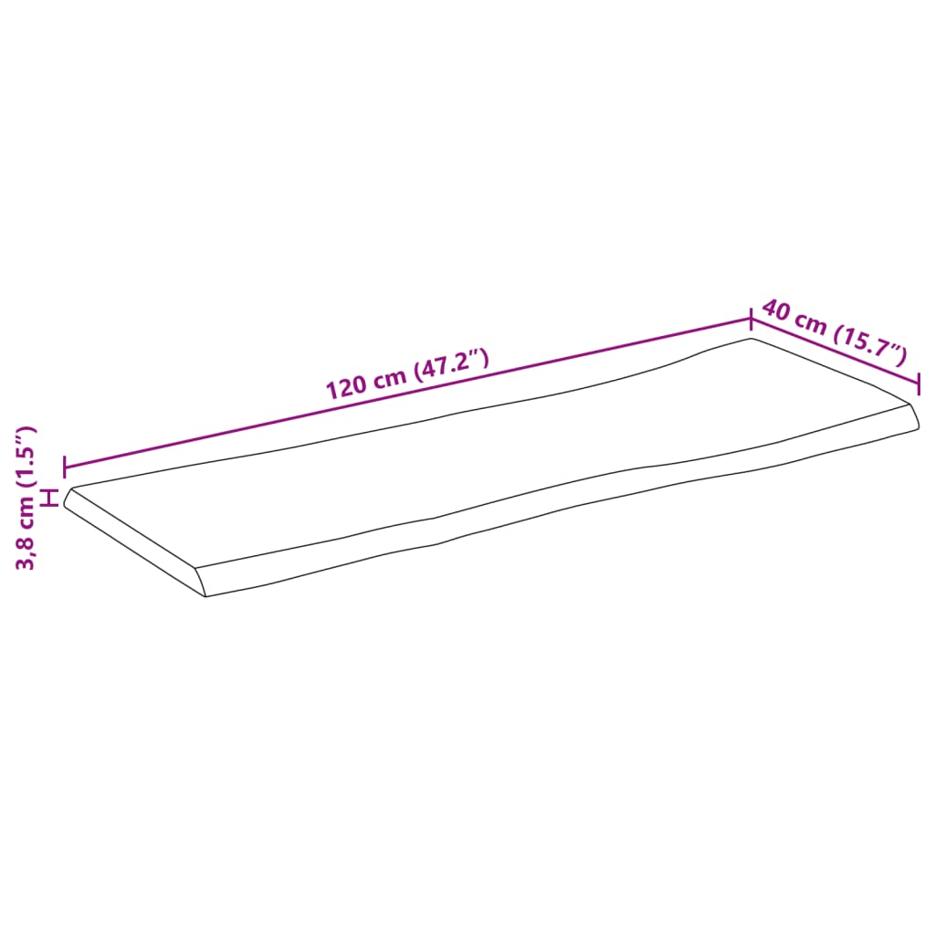 vidaXL Stolna ploča 120x40x3,8cm od masivnog drva manga sa živim rubom