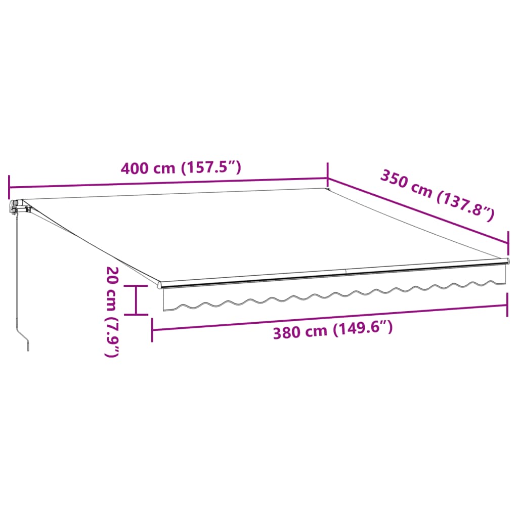 vidaXL Tenda na ručno uvlačenje antracit i bijela 400 x 350 cm