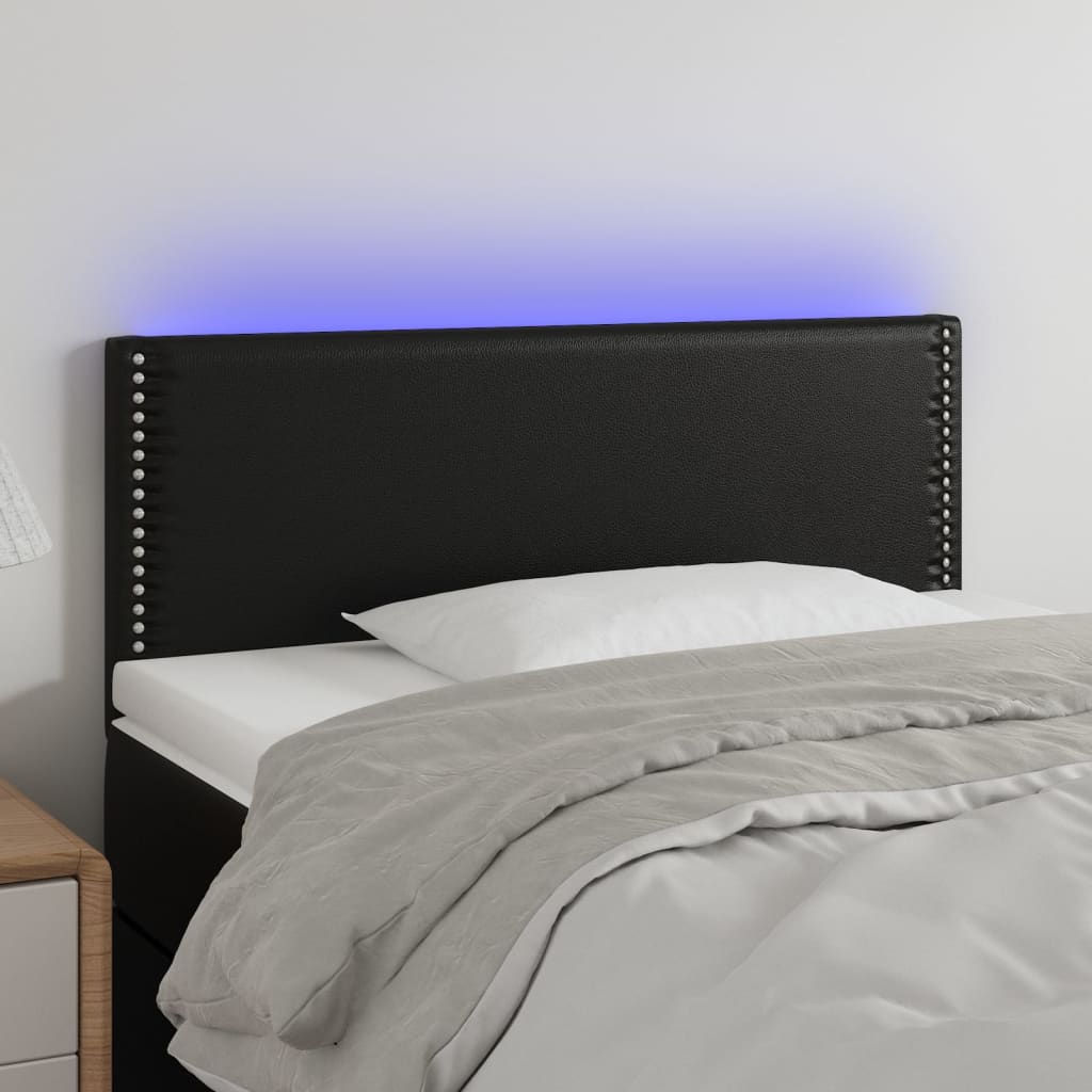 vidaXL LED uzglavlje crno 100 x 5 x 78/88 cm od umjetne kože