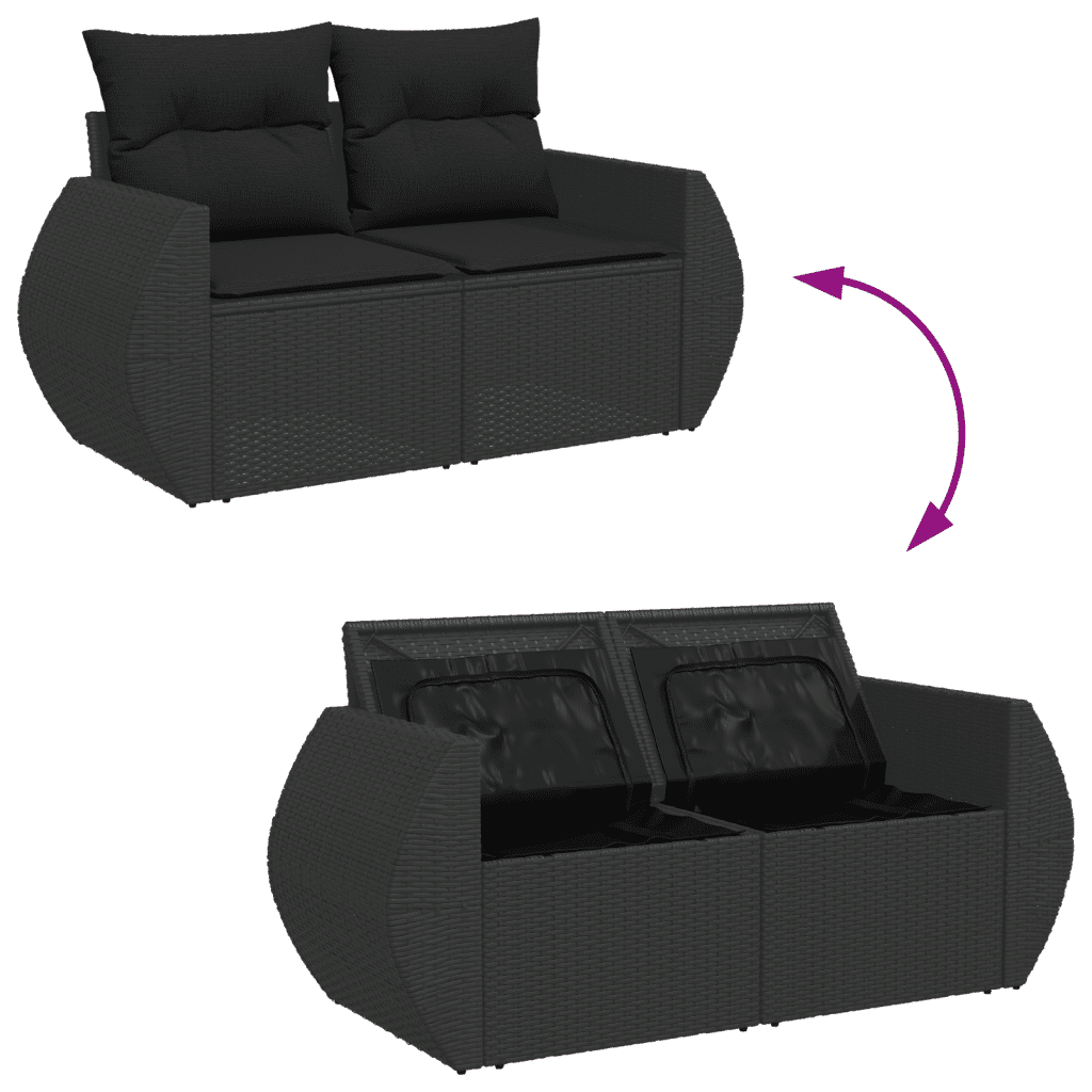 vidaXL 11-dijelni set vrtnih sofa od poliratana s jastucima crni