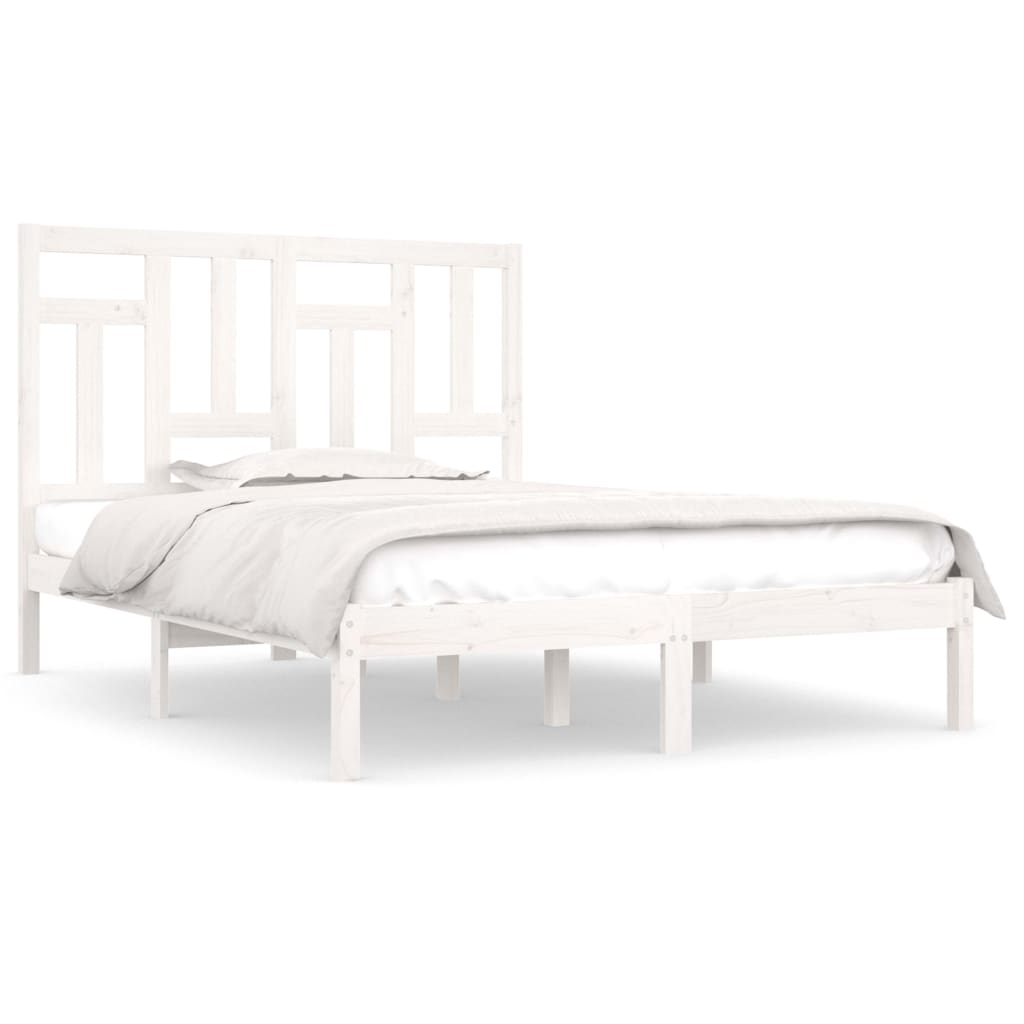 vidaXL Okvir za krevet od masivne borovine bijeli 140 x 190 cm