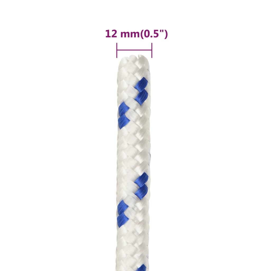 vidaXL Brodski konop bijeli 12 mm 100 m od polipropilena