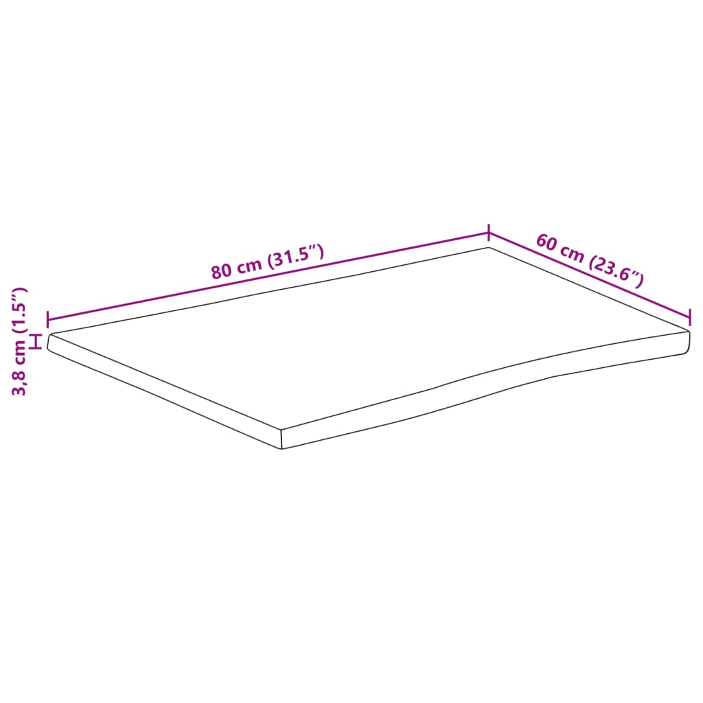 vidaXL Stolna ploča 80x60x3,8 cm od masivnog drva manga sa živim rubom