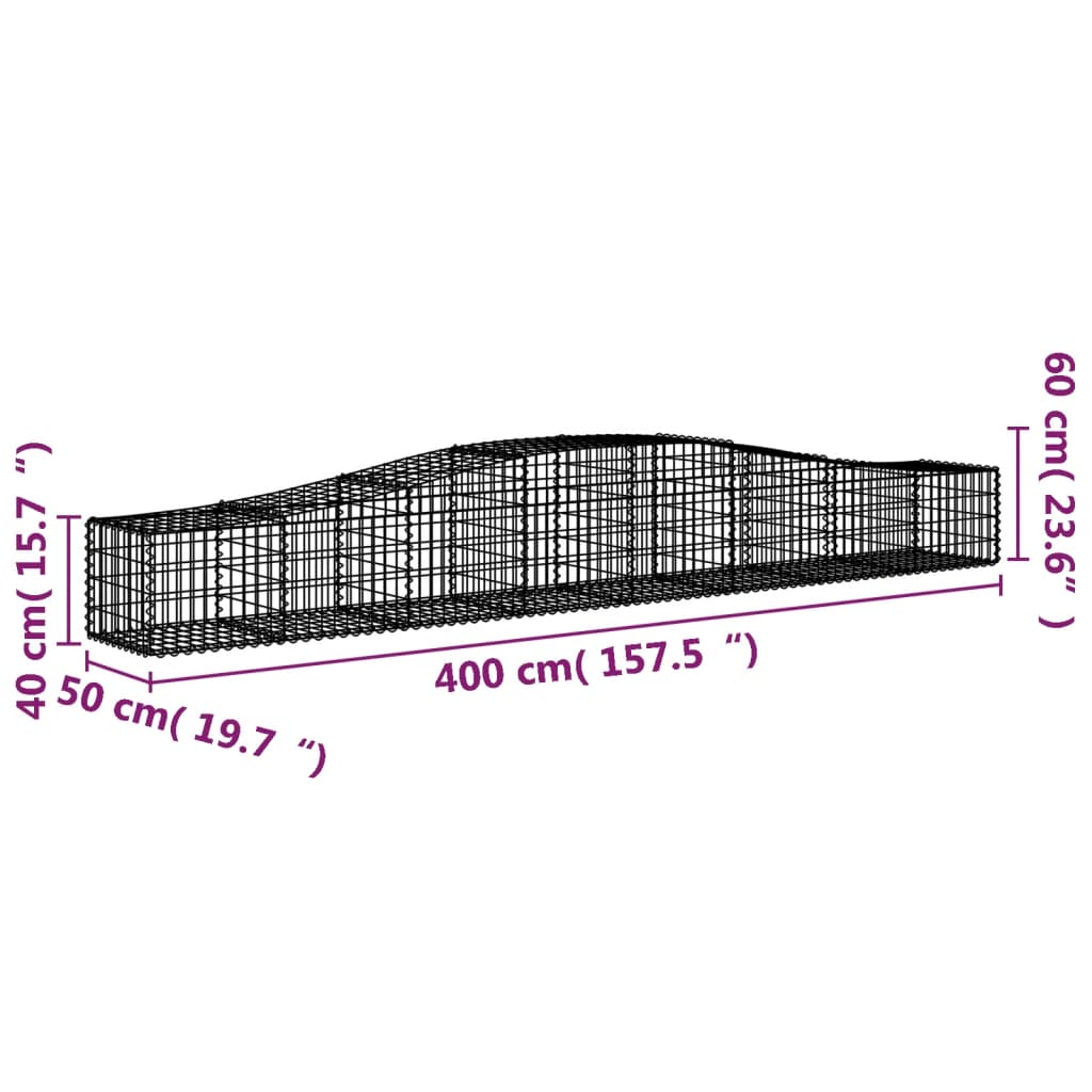 vidaXL Lučne gabionske košare 15 kom 400x50x40/60 cm pocinčano željezo