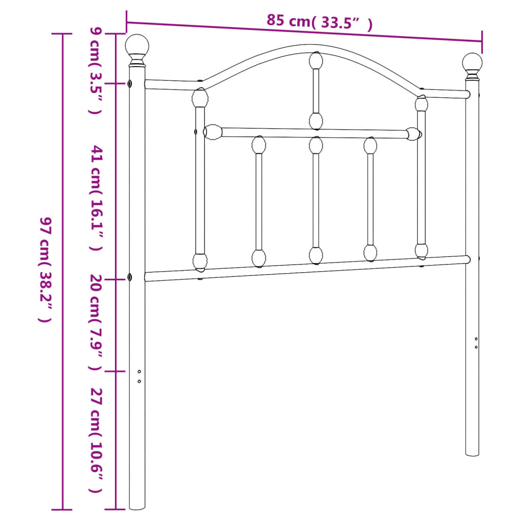 vidaXL Metalno uzglavlje bijelo 80 cm