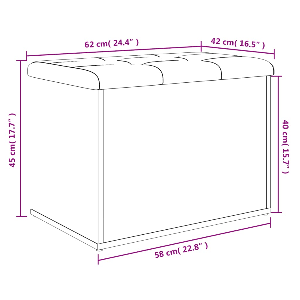 vidaXL Klupa za pohranu siva boja betona 62x42x45 cm konstruirano drvo