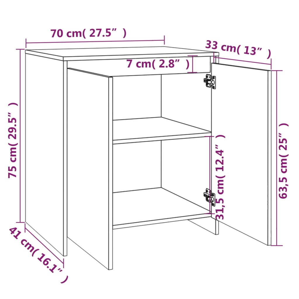 vidaXL Komoda boja hrasta sonome 70x41x75 cm od konstruiranog drva