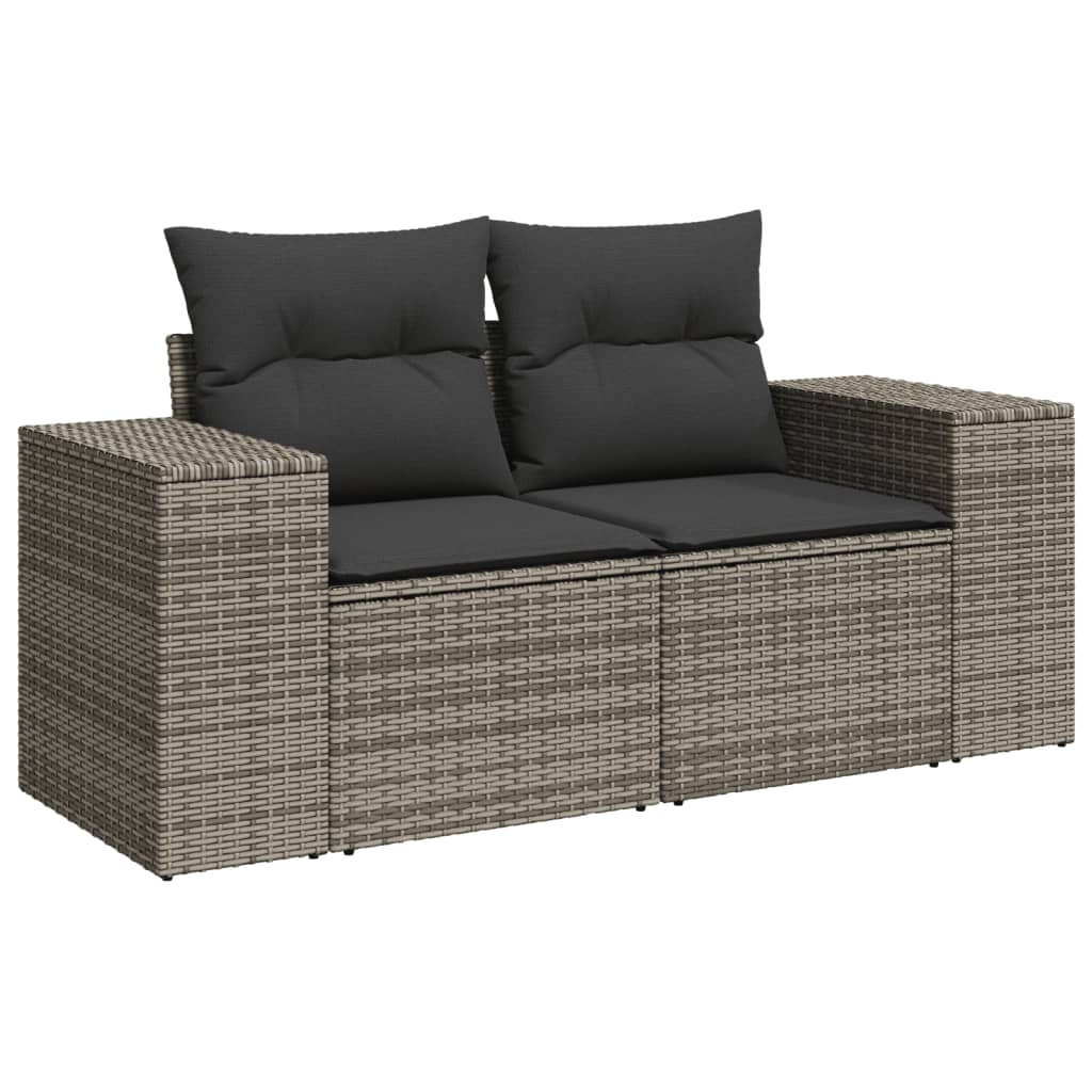 vidaXL 8-dijelni set vrtnih sofa od poliratana s jastucima sivi