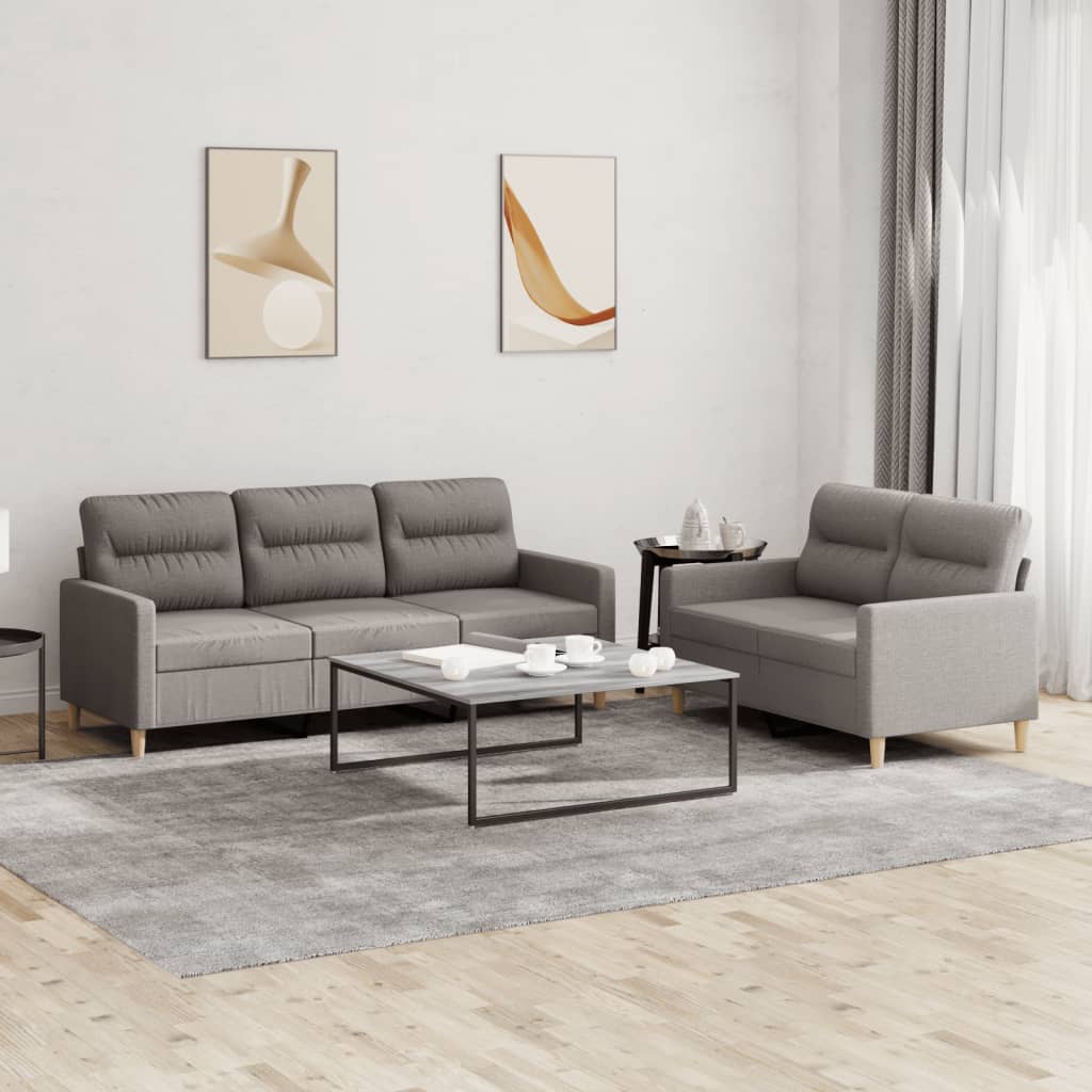 vidaXL 2-dijelni set sofa s jastucima smeđesivi od tkanine