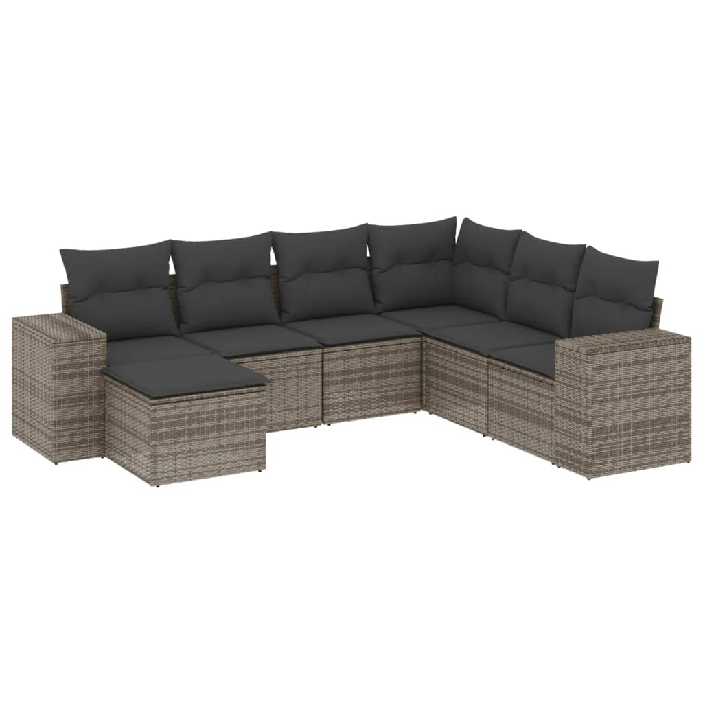 vidaXL 7-dijelni set vrtnih sofa sivi od poliratana