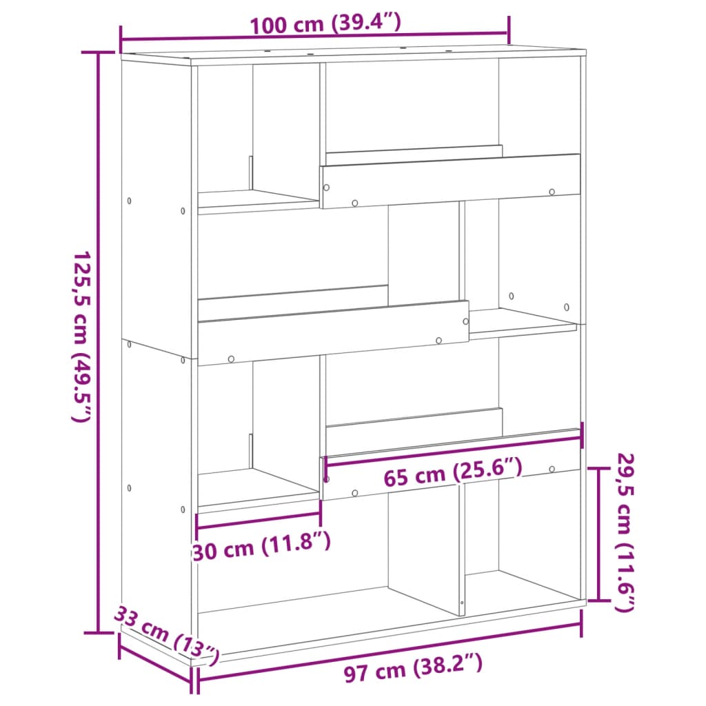 vidaXL Sobna pregrada bijela 100 x 33 x 125,5 cm konstruirano drvo