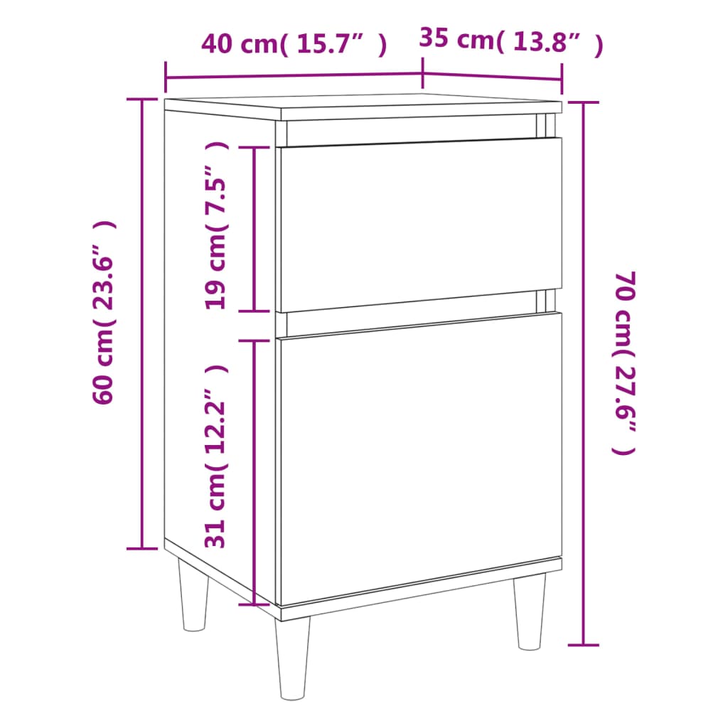 vidaXL Noćni ormarići 2 kom boja dimljenog hrasta 40x35x70 cm