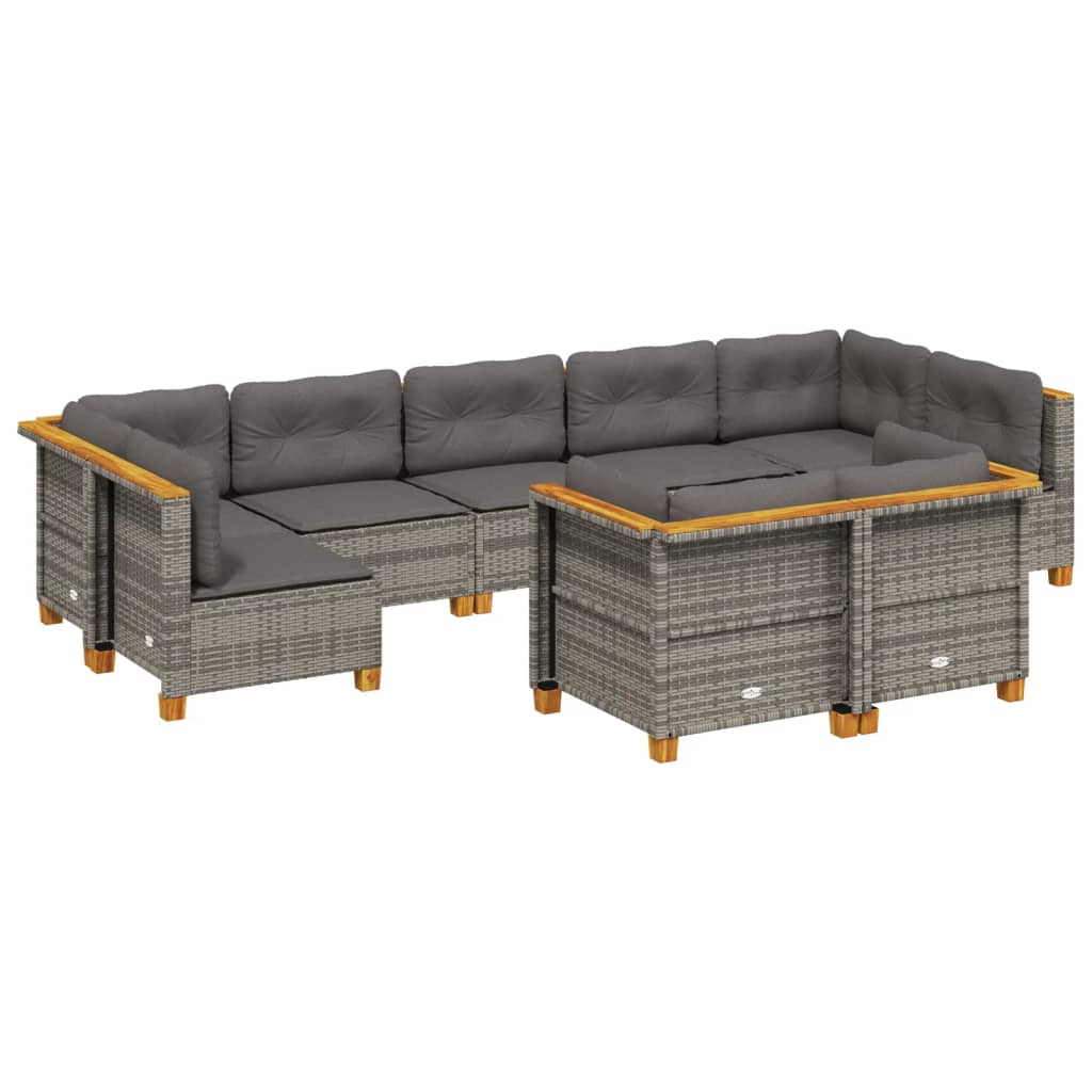 vidaXL 9-dijelni set vrtnih sofa od poliratana s jastucima sivi