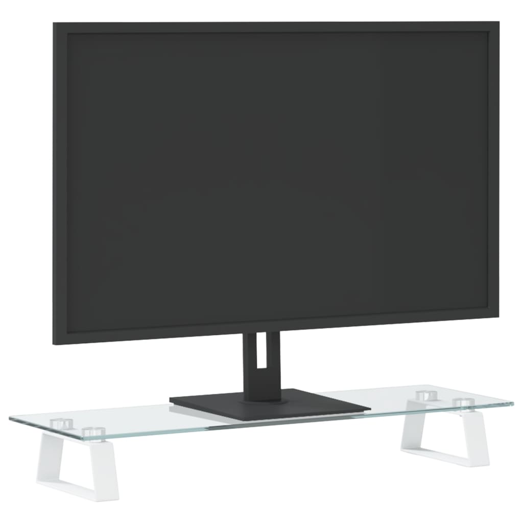 vidaXL Stalak za monitor bijeli 60 x 20 x 8 cm kaljeno staklo i metal