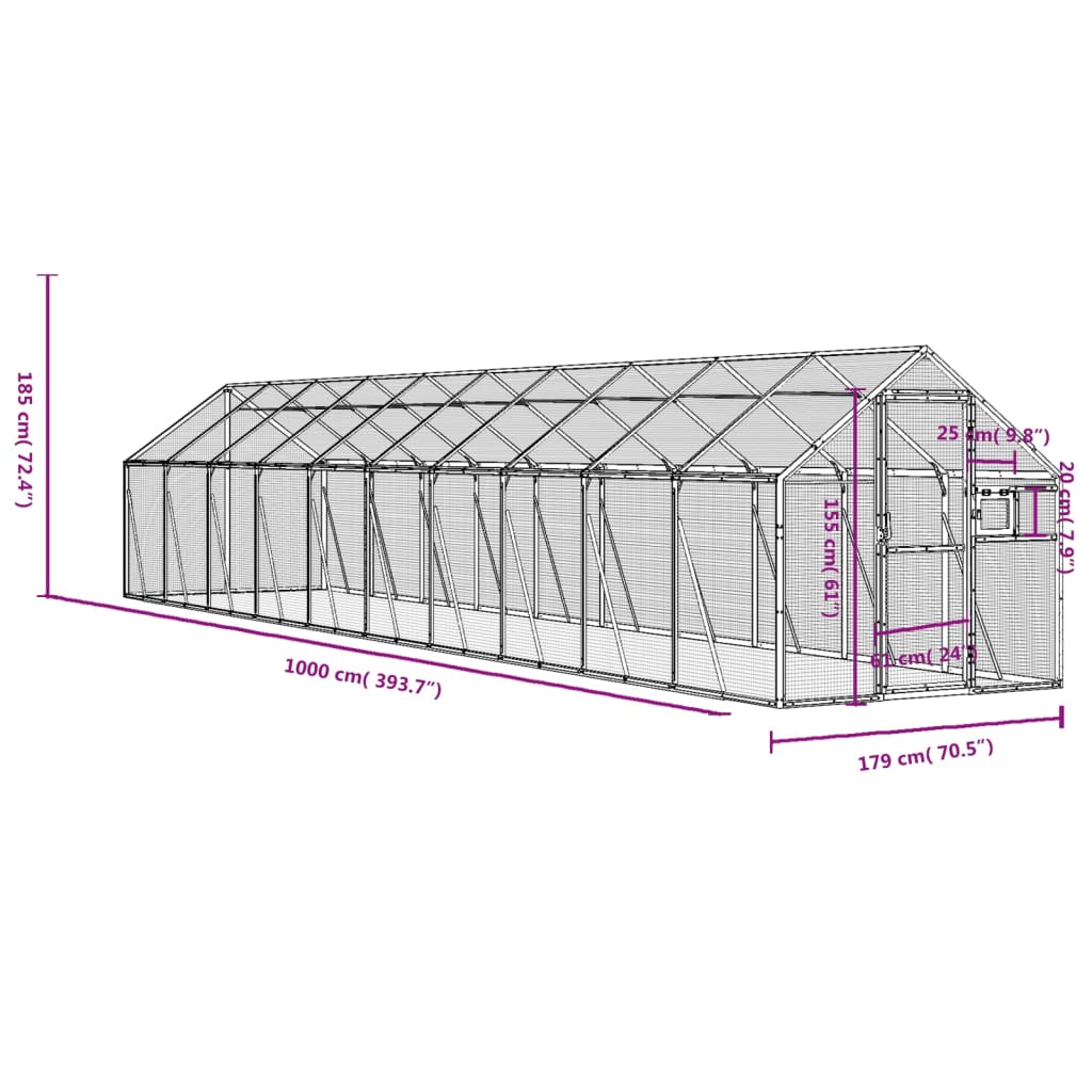 vidaXL Kavez za ptice antracit 1,79x10x1,85 m aluminijski