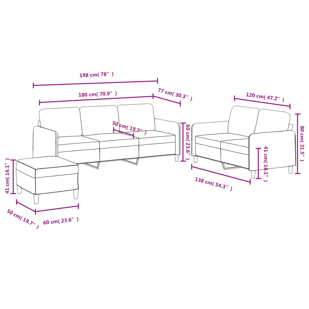 vidaXL 3-dijelni set sofa s žuti baršunast