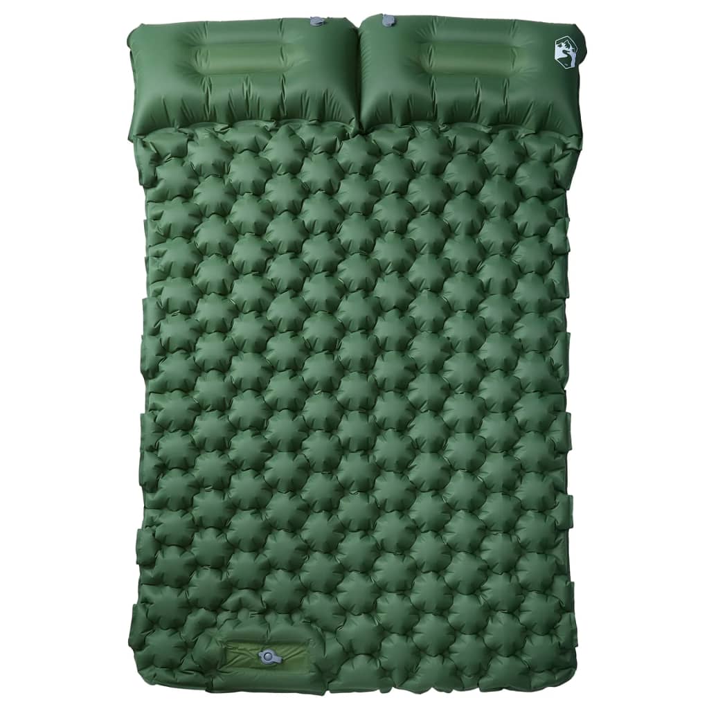 vidaXL Samonapuhujući madrac za kampiranje s jastucima zeleni 2 osobe