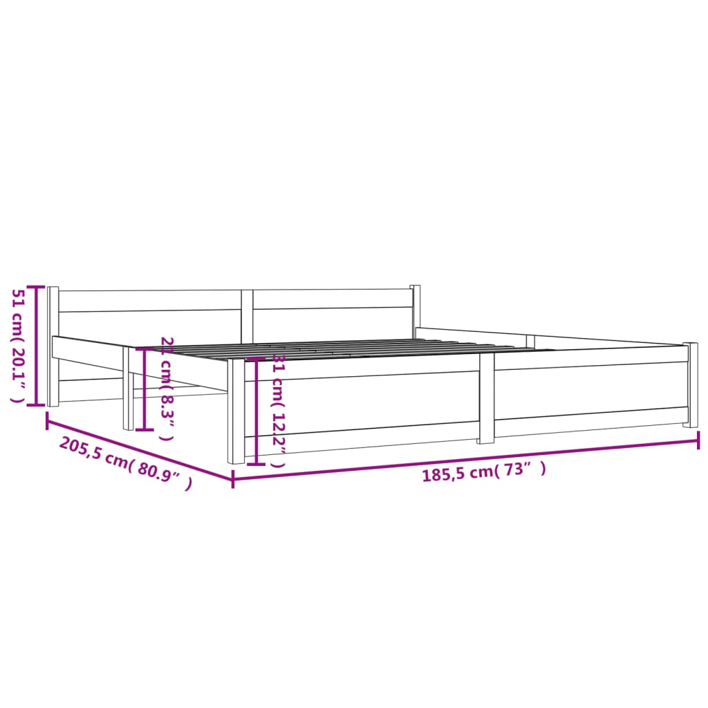 vidaXL Okvir za krevet od masivnog drva 180 x 200 cm veliki bračni