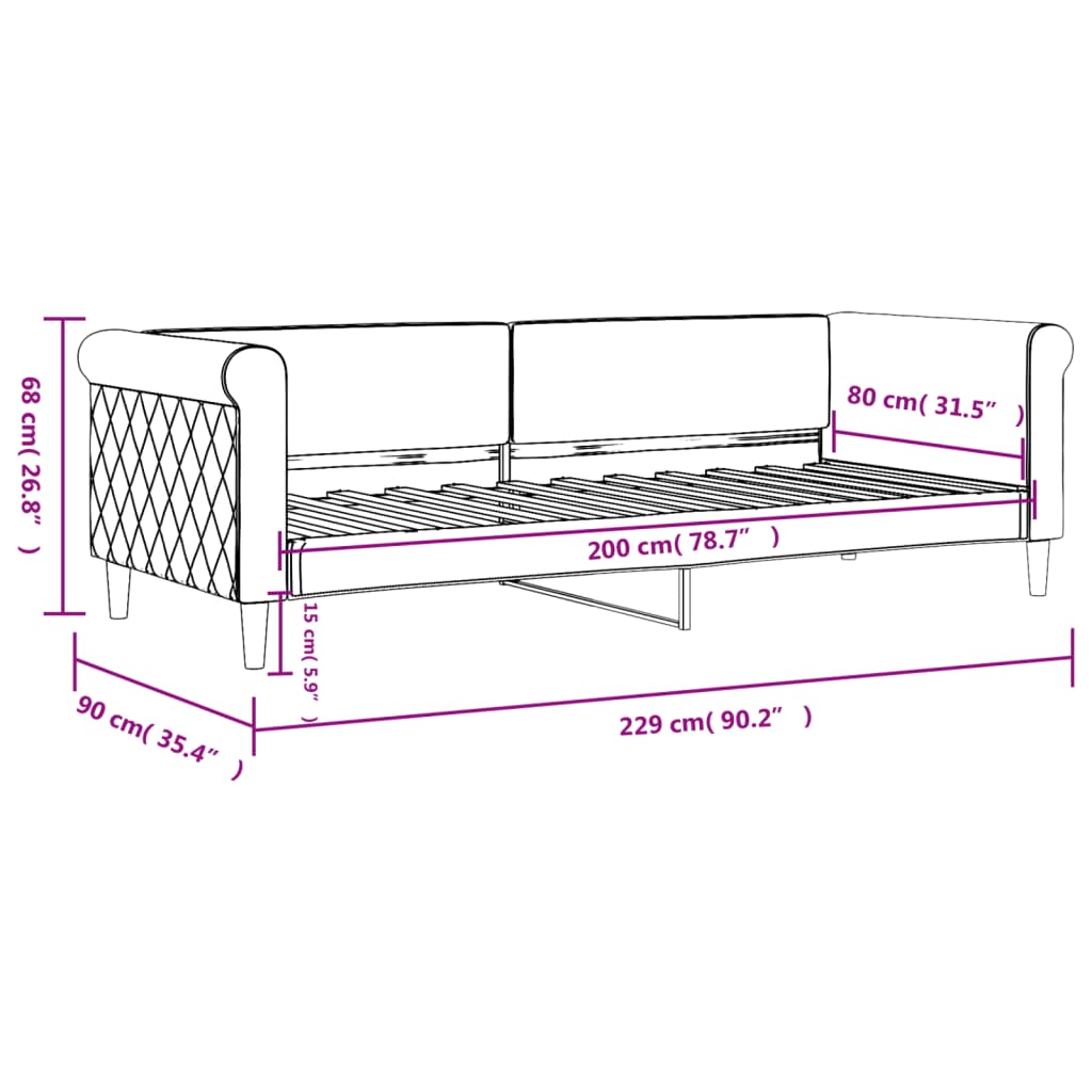 vidaXL Dnevni krevet tamnozeleni 80 x 200 cm baršunasti