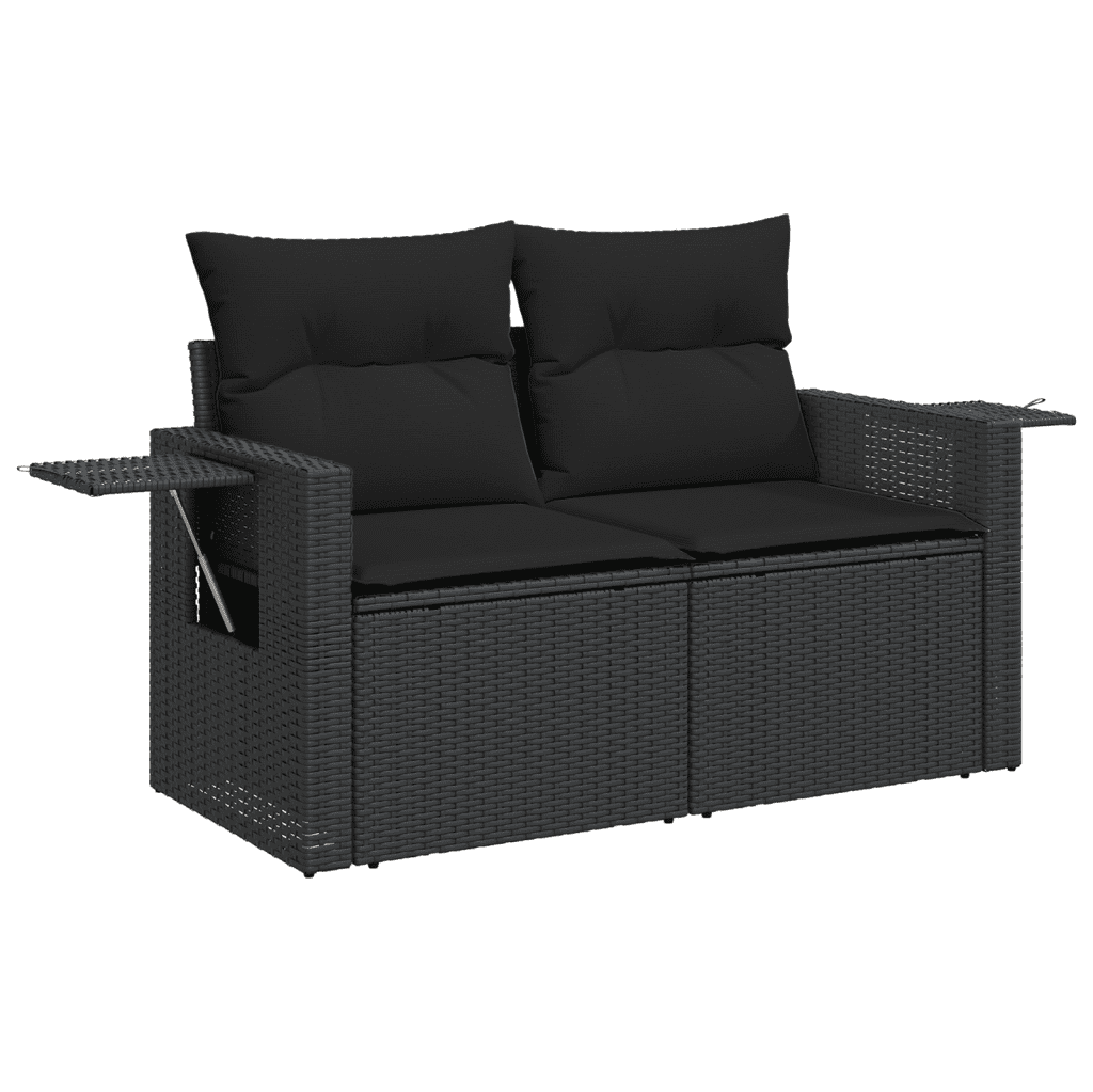 vidaXL 14-dijelni set vrtnih sofa s jastucima poliratan crni