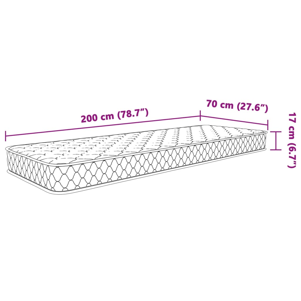 vidaXL Madrac od memorijske pjene bijeli 70 x 200 x 17 cm