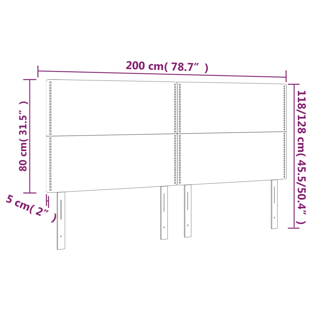 vidaXL Uzglavlje 4 kom crni 100x5x78/88 cm od umjetne kože