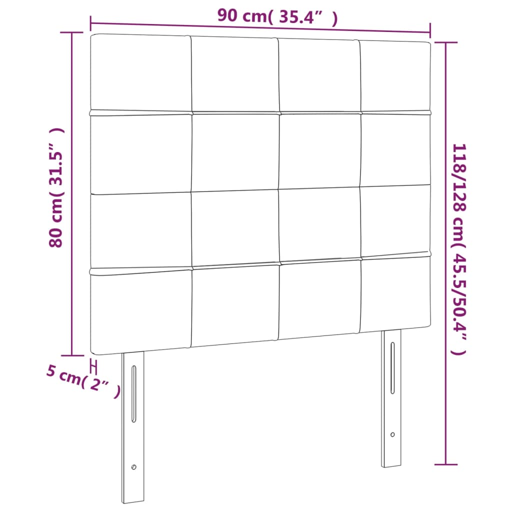 vidaXL LED uzglavlje crno 90x5x118/128 cm od tkanine