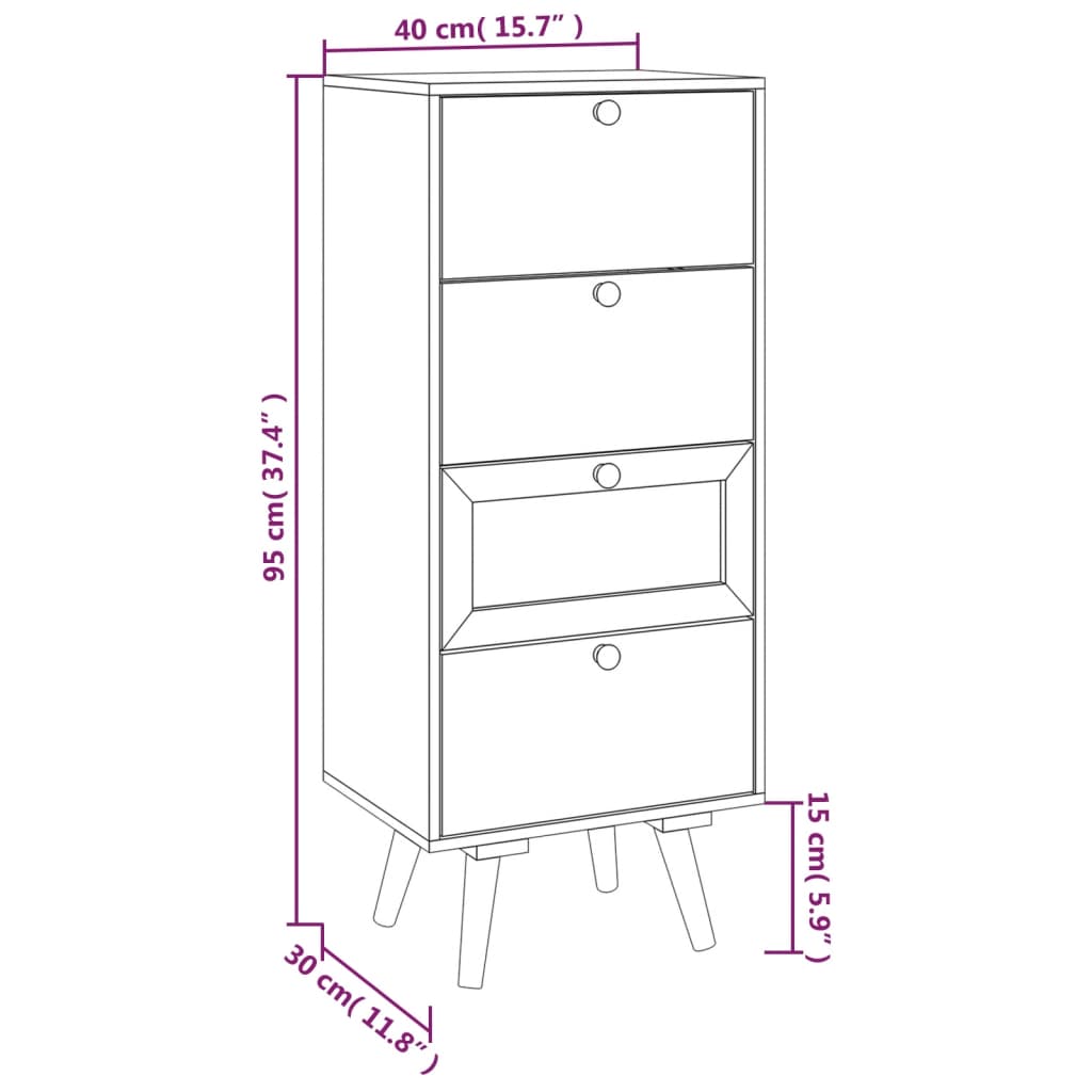 vidaXL Visoka komoda s ladicama 40 x 30 x 95 cm od konstruiranog drva