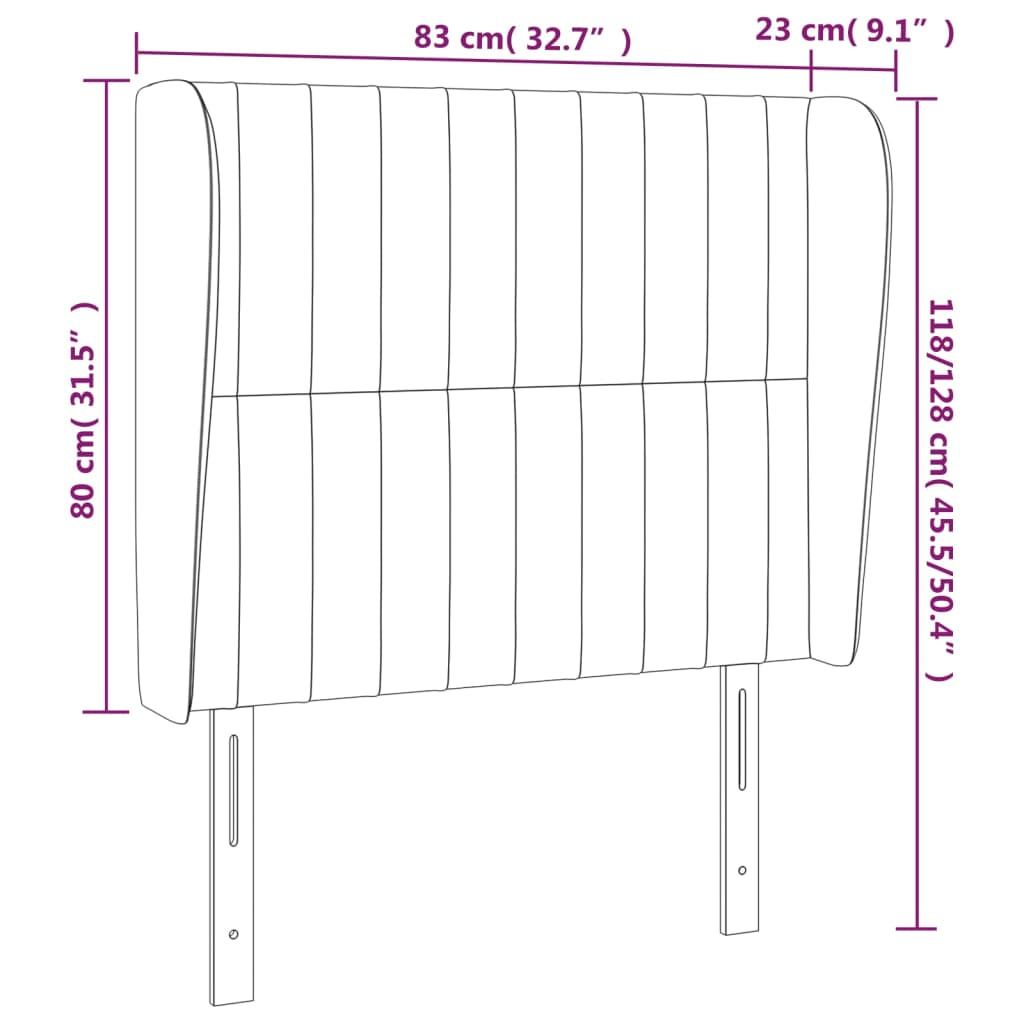 vidaXL Uzglavlje s ušima plavo 83 x 23 x 118/128 cm od tkanine