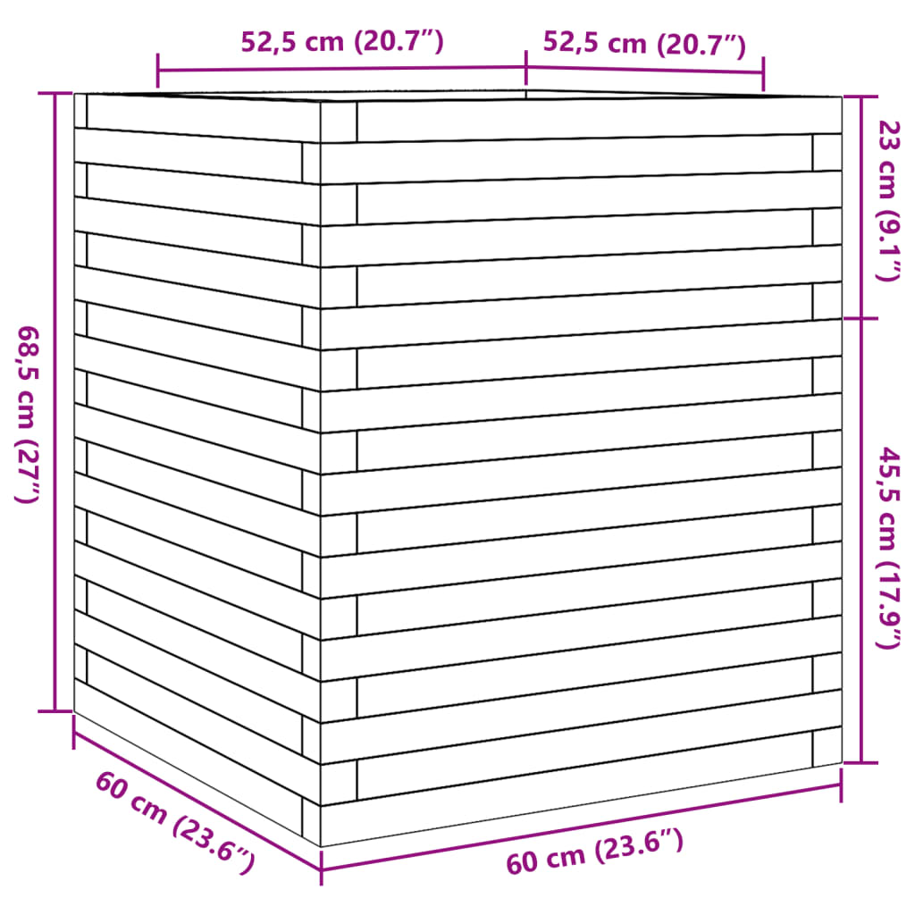 vidaXL Vrtna sadilica 60x60x68,5 cm od impregnirane borovine