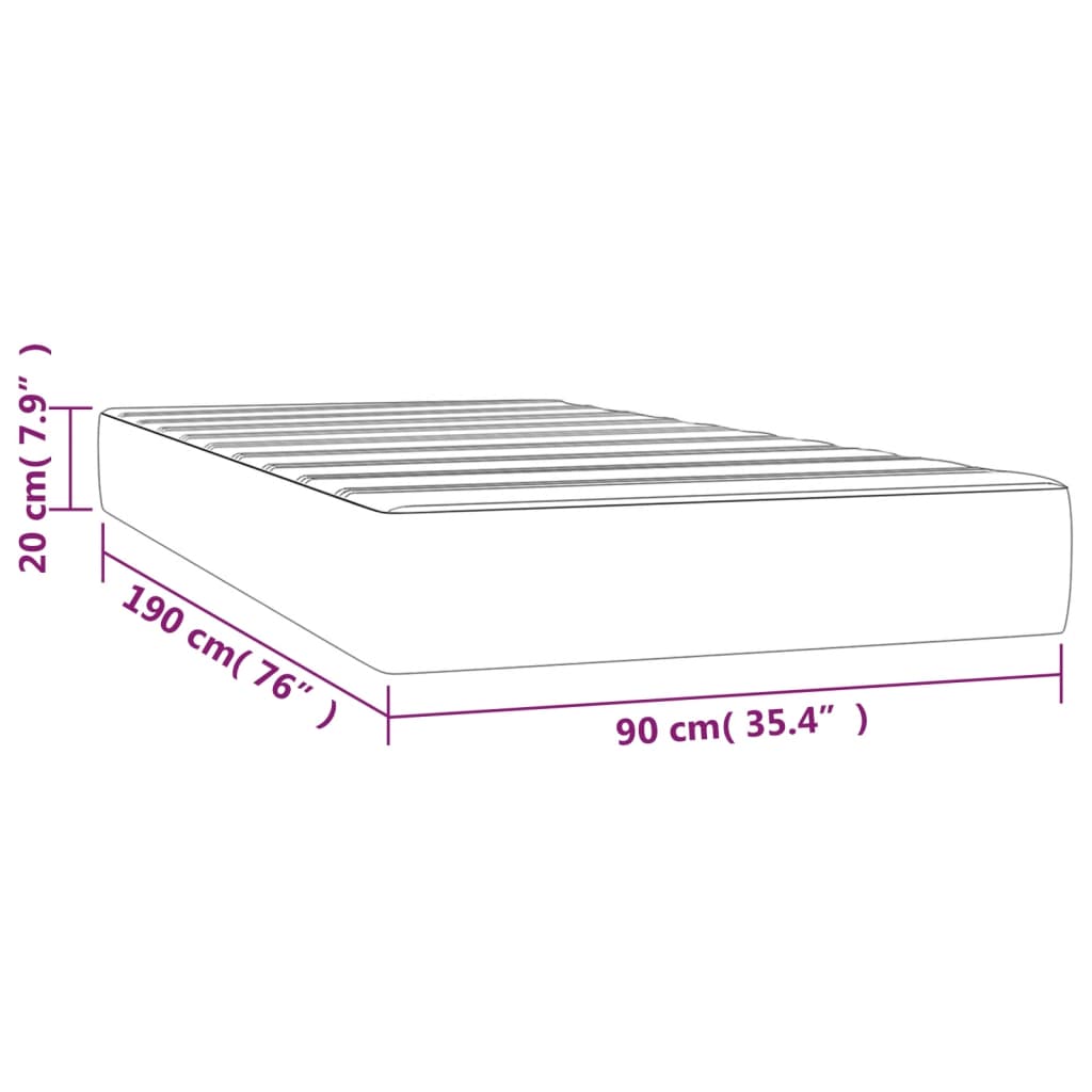 vidaXL Madrac s džepičastim oprugama krem 90x190x20 cm od tkanine