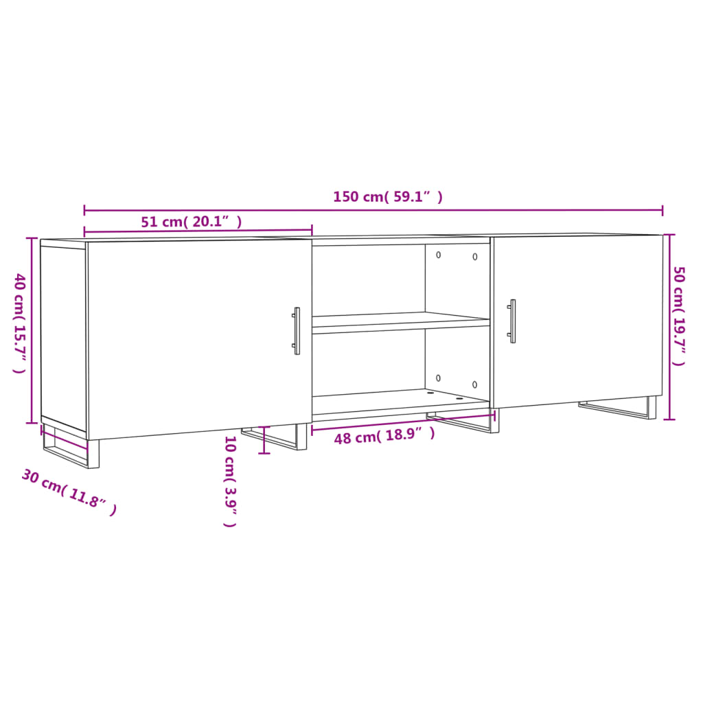 vidaXL TV ormarić bijeli 150 x 30 x 50 cm od konstruiranog drva