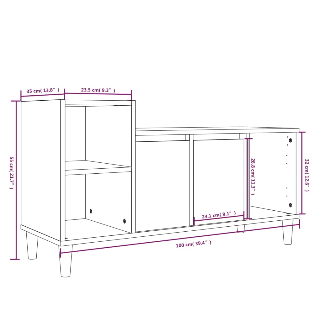 vidaXL TV ormarić bijeli 100 x 35 x 55 cm od konstruiranog drva