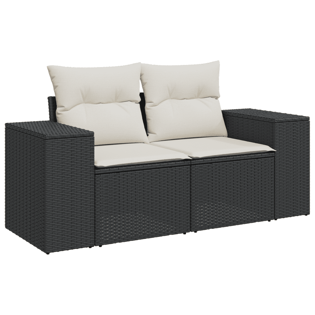 vidaXL 10-dijelni set vrtnih sofa s jastucima crni od poliratana