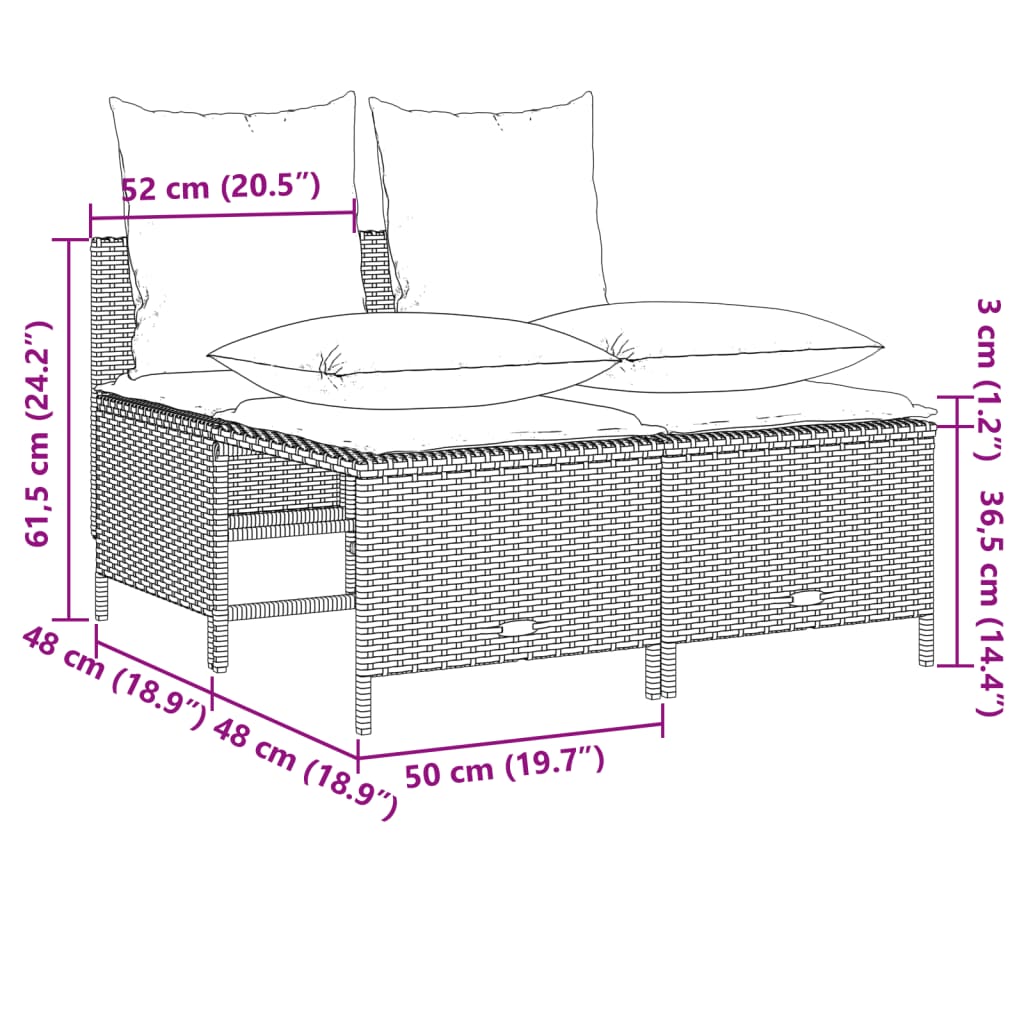 vidaXL 4-dijelni set vrtnih sofa s jastucima bež od poliratana