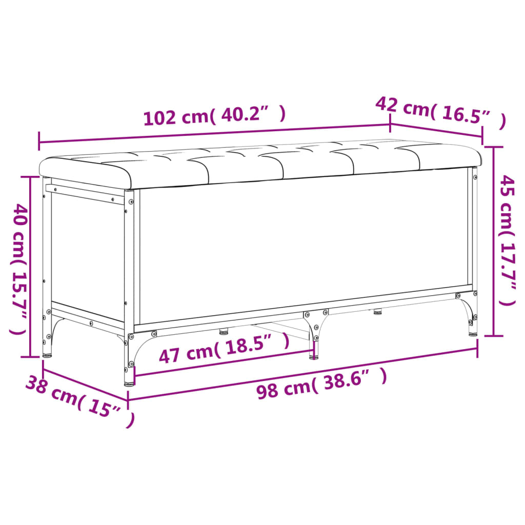 vidaXL Klupa za cipele siva boja hrasta 102x42x45 cm konstruirano drvo